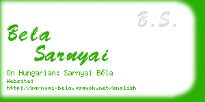 bela sarnyai business card