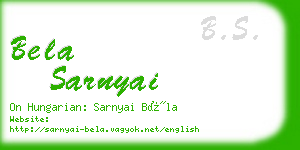 bela sarnyai business card